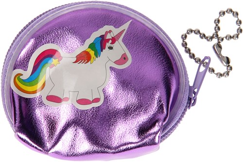 Mini Geldbörse Einhorn metallic silber mit Kettchen - Kinderaccessoire-3
