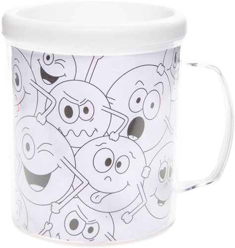 Kreative Tasse zum Selbstgestalten lachendes Gesicht - Bastelspaß für Kinder-2