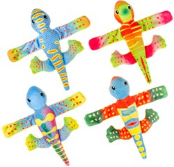Klaparmband Plüsch Echse buntes Spielzeug Accessoire