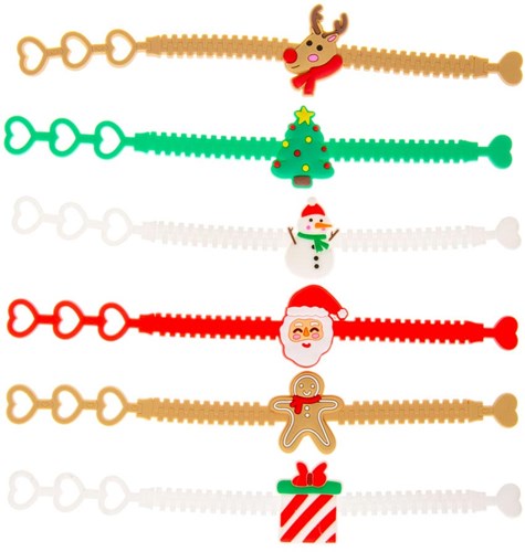 Armband Weihnachten Gummi Set mit 12 bunten Kinderarmbändern