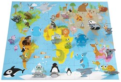 3D Weltpuzzle Tiere Lernspielzeug 40x50 cm bunt für Kinder