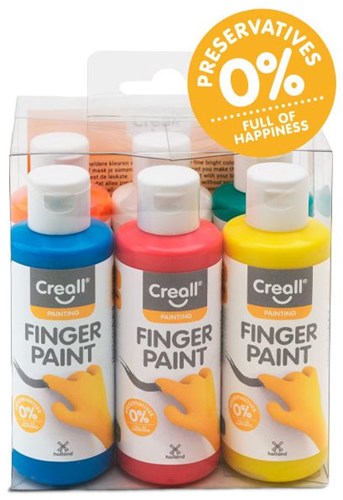 Creall Fingerfarben Set - auswaschbare Kinderfarbe 6x80ml natürlich