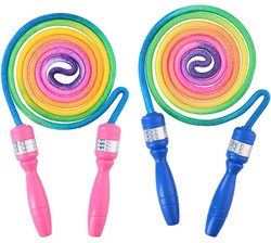 Springseil Regenbogen Spielzeug Seilspringen mit Kunststoffgriffen