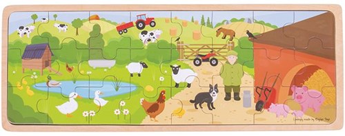 BigJigs Holzpuzzle Bauernhof - Lernspielzeug für Kinder