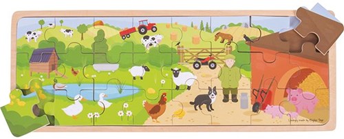 BigJigs Holzpuzzle Bauernhof - Lernspielzeug für Kinder-2