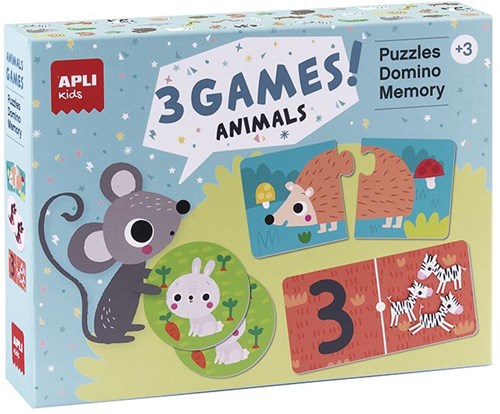 APLI Kids APLI - 3 Tierspiele (Puzzle, Memory, Domino)