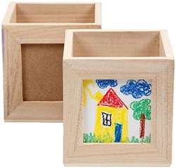 Creativ Company Holz Stiftehalter Bilderrahmen braun 10x10x10 cm Schreibtisch