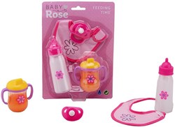Johntoy Puppenspielset Baby Rose Essenszeit 4-teilig rosa Spielzeug