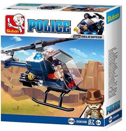 Sluban Klemmbausteine Polizei Helikopter - Bauset Spielzeug-2