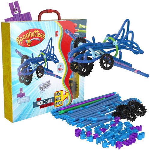 Clics Konstruktionsspielzeug Spaghetteez Noodle Flyer Flugzeug flexible Stäbchen 76-teilig