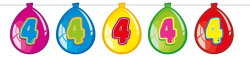 Folat Girlande Ballons Geburtstag 4 Jahre - 10 Meter Wimpelkette