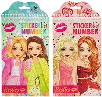 Besties Sticker nach Zahlen Malbuch - kreatives Spielzeug 18tlg