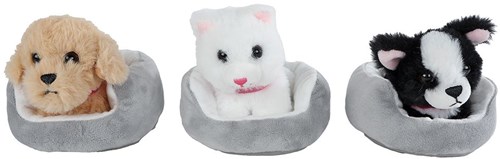 Plüsch Kuscheltier Hund oder Katze im Korb 12cm - Take Me Home - Kuschelfreund