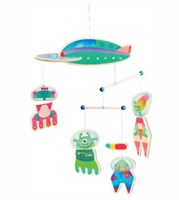 Bajo Holz Mobile Aliens - buntes dekoratives Spielzeug für Kinderzimmer