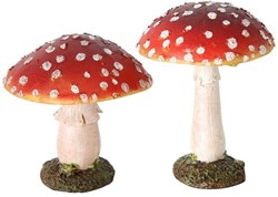 Boltze Home Dekopilz Polyresin rot-weiß 9cm Wohnaccessoire Geschenk