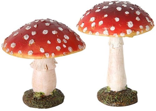 Boltze Home Dekopilz Polyresin rot-weiß 9cm Wohnaccessoire Geschenk