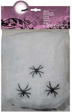 6 Spinnenseide weiß 20 gr. mit 3 Spinnen 74415