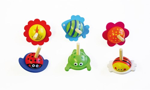Eduplay Holz-Tierkreisel Set - buntes Spielzeug für Kinder