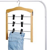 Broekhanger platzsparend Kleiderbügel mit Klammern Holz braun-3