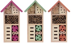 Insektenhotel Holz Unterschlupf rosa für Garten, Terrasse und Balkon