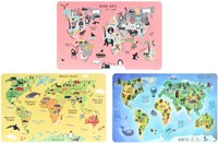 Placemat Lernspielzeug Weltkarte Tiere Set aus 12 Kunststoff