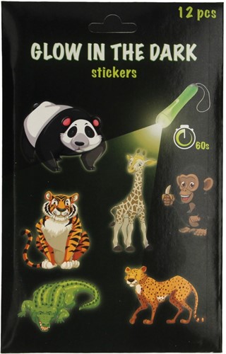 Glow in the Dark Stickers Dieren, 12st