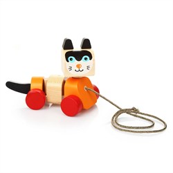 Cubika Holz Katze Ziehfigur - buntes Spielzeug für Kleinkinder