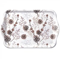 Ambiente Tablett 13x21cm Kiefernzapfen weiß - dekoratives Serviertablett