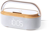 Digitaler Radiowecker mit kabellosem Ladegerät – Bluetooth-Lautsprecher mit Akku – Schlummerfunktion – USB-C – Nachtlicht – dimmbares LED-Display