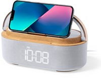 Digitaler Radiowecker mit kabellosem Ladegerät – Bluetooth-Lautsprecher mit Akku – Schlummerfunktion – USB-C – Nachtlicht – dimmbares LED-Display-3