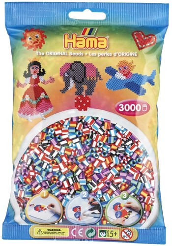 Hama Bügelperlen - gestreifte Mix 3000 Stück - kreative Bastelperlen