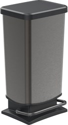 Rotho Treteimer Abfalleimer 40 Liter Graphit - nachhaltiger Kunststoff