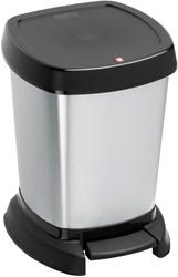Rotho Treteimer Abfalleimer 6 Liter silber metallic Kunststoff