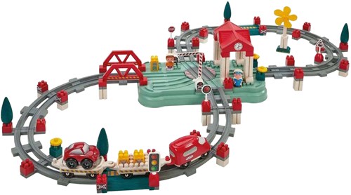 Abrick Baukasten Eisenbahnset - Spielzeug mit Bahnhof und Zubehör, 140-tlg-2