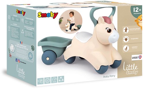 Smoby Pony Rutschauto mit abnehmbarem Anhänger und großem Griff - Baby Ride-On