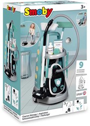 Smoby Putzwagen Spielzeug mit Staubsauger und Zubehör, 8-teilig