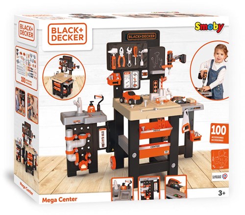 Smoby Black & Decker Mega Center Spielzeug-Werkbank mit 100 Zubehörteilen