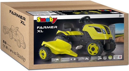 Smoby Trettraktor Farmer XL mit Anhänger - Grün - Spielzeug Traktor