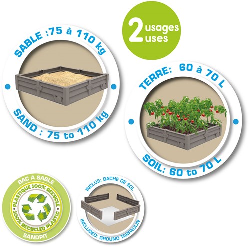 Smoby Sandkasten Garten für Kinder - 100kg Sand 70l Erde-3