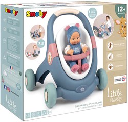 Smoby Lauflernwagen 3-in-1 mit Babypuppe - Spielzeug für Kleinkinder