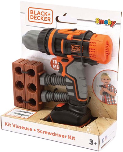 Smoby Black & Decker Spielzeug-Bohrmaschine mit Schraubendreher-Set, 7-teilig