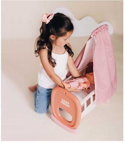 Smoby Puppenwiege Baby Nurse mit Stoffhimmel - Puppenbett-2