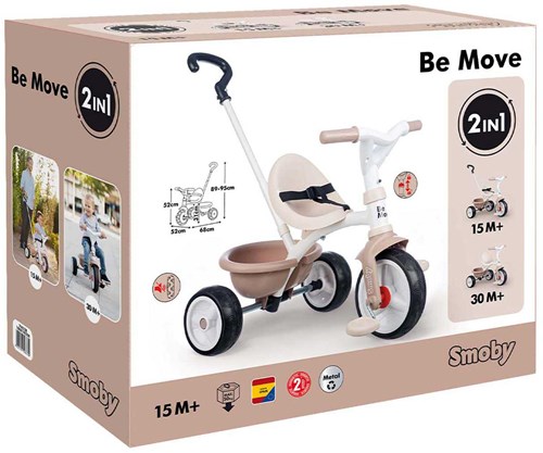 Smoby Dreirad Be Move 2-in-1 beige - Kinderfahrzeug ab 15 Monaten
