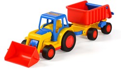Basics Traktor Spielzeug mit Schaufel und Anhänger Kunststoff mehrfarbig