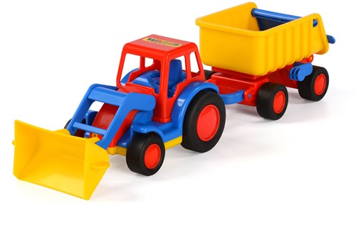 Basics Traktor Spielzeug mit Schaufel und Anhänger Kunststoff mehrfarbig-2