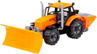 Cavallino Traktor Spielzeug gelb mit Schneepflug Maßstab 1:32 Kunststoff