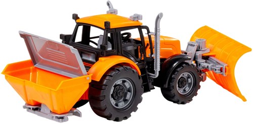 Cavallino Traktor Spielzeug gelb mit Schneepflug Maßstab 1:32 Kunststoff-2