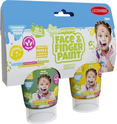 Gesichts- und Fingerfarbe Tube grün und gelb 2x65ml Kinderschminke