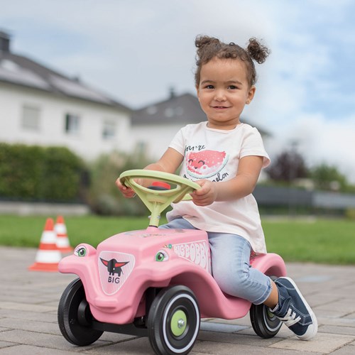 BIG Bobby Car Rutschfahrzeug Classic Flower rosa mit Blumenstickern-2