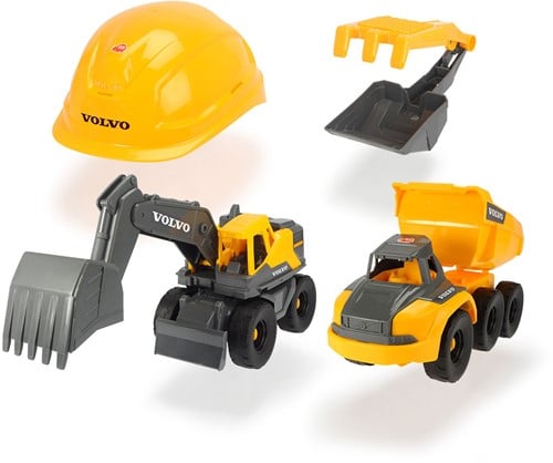 Dickie Volvo Constructie Werkvoertuigen met Helm-3
